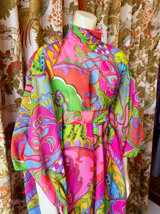 1960's Psychedelic Chiffon Caftan AS IS