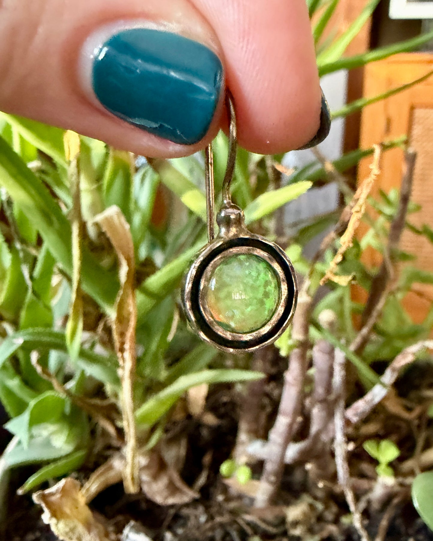 Vintage Opalescent Sterling Silver Earrings