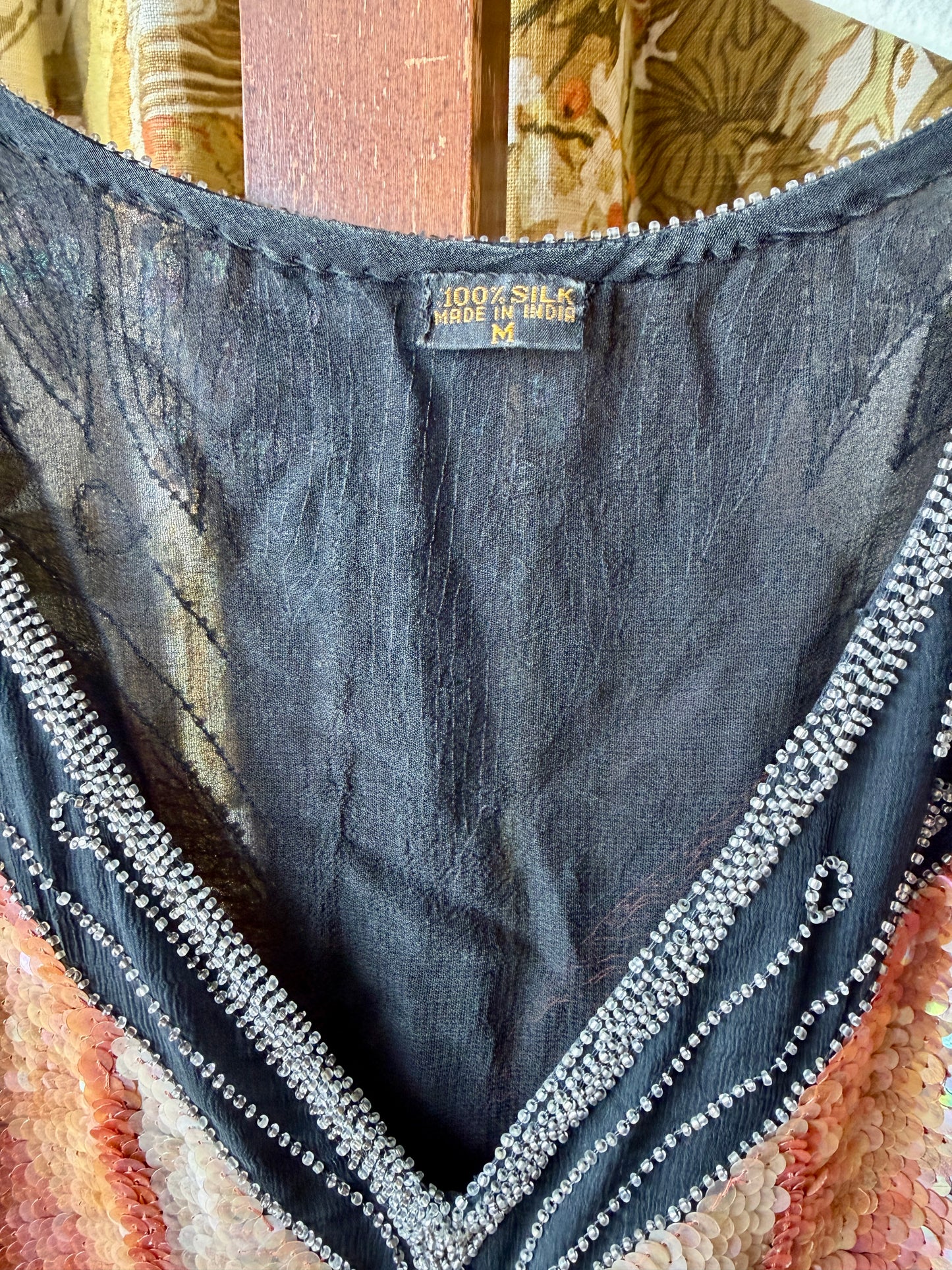 Vintage Sequin Silk Butterfly Blouse AS IS