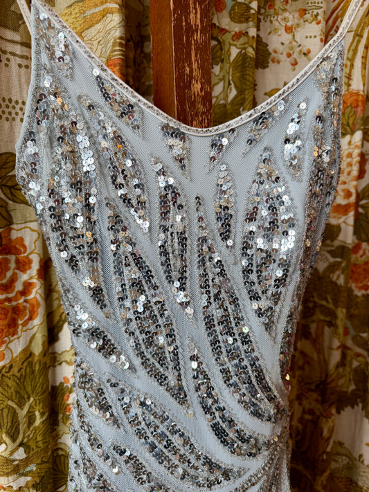 Y2K Silver Sequin Dress | Caché
