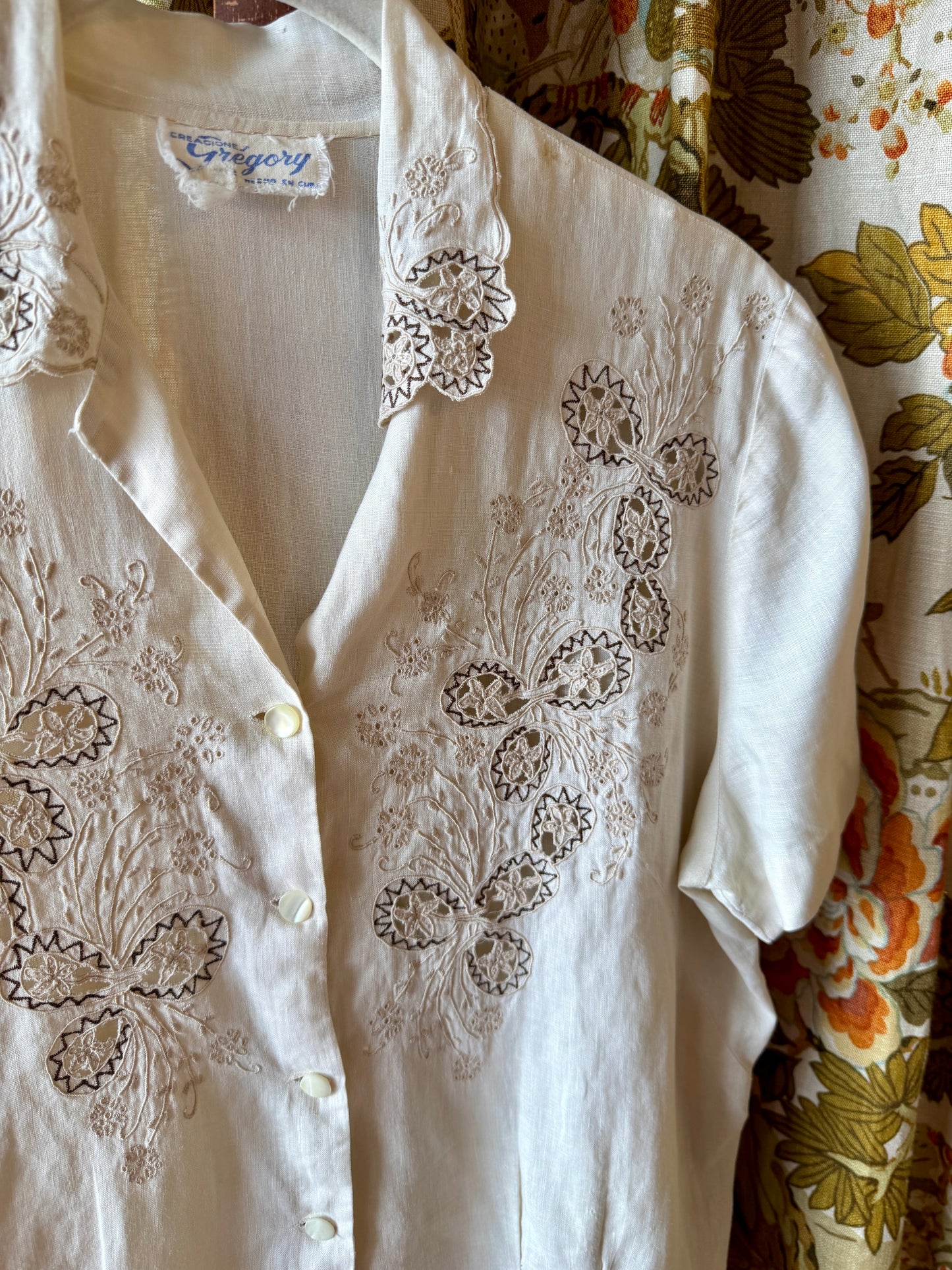 1940’s/50’s Embroidered Cutout Blouse | Gregory