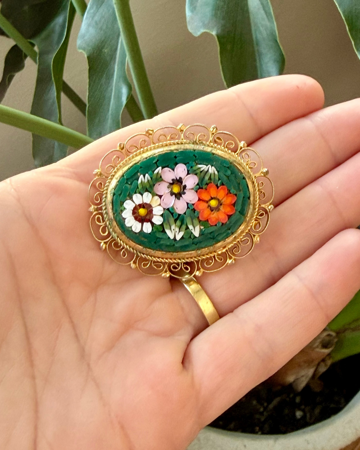 Vintage Italian Micro Mosaic Brooch