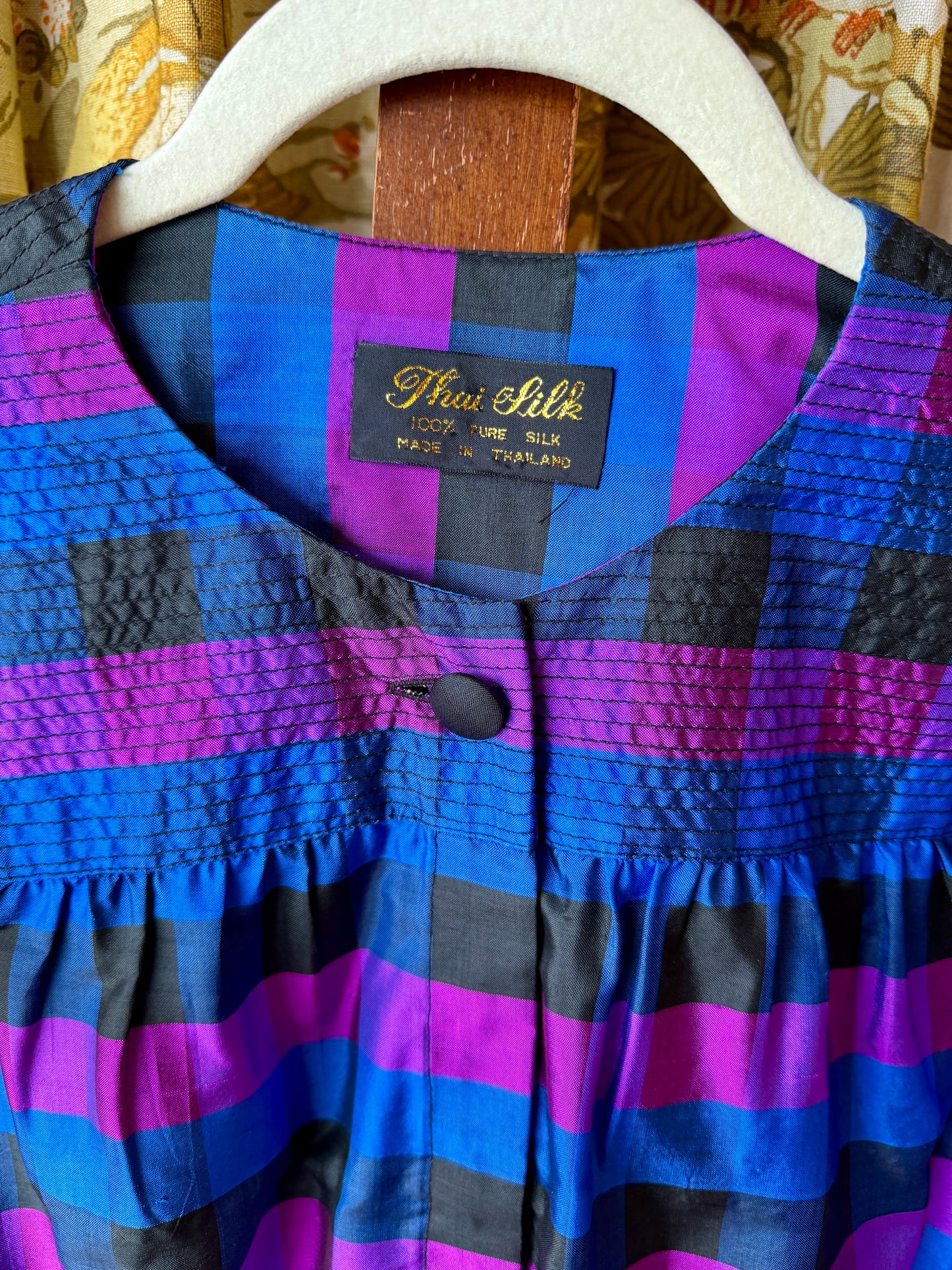 ~1990's Silk Stripe Button Front Blouse | Thai Silk