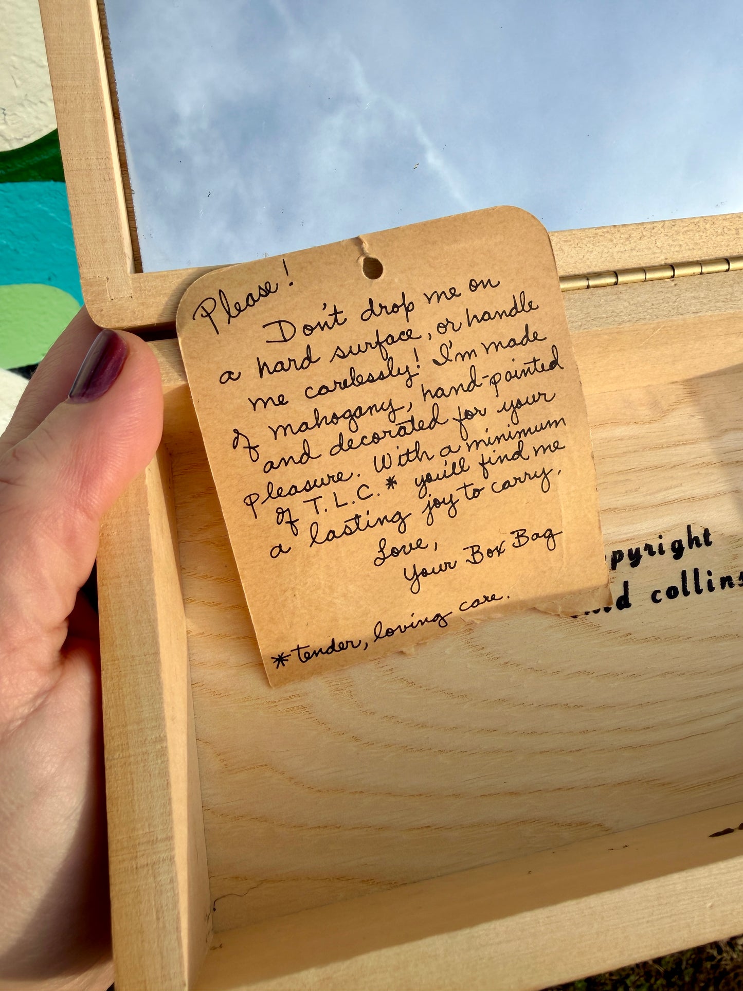 ~1968 Lt Wood Skunk Box Bag | Enid Collins
