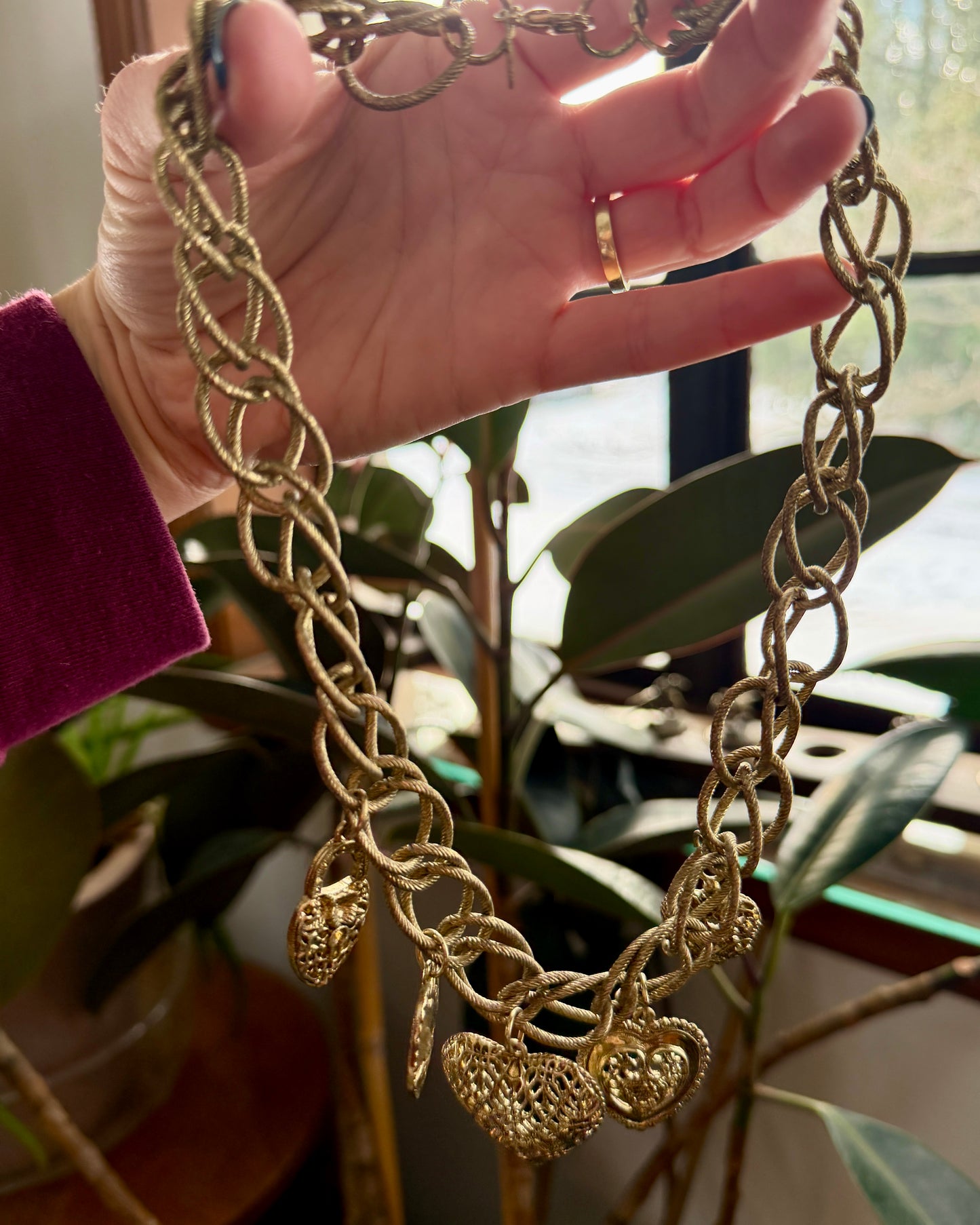 Vintage 5 Heart Charm Necklace | 2028