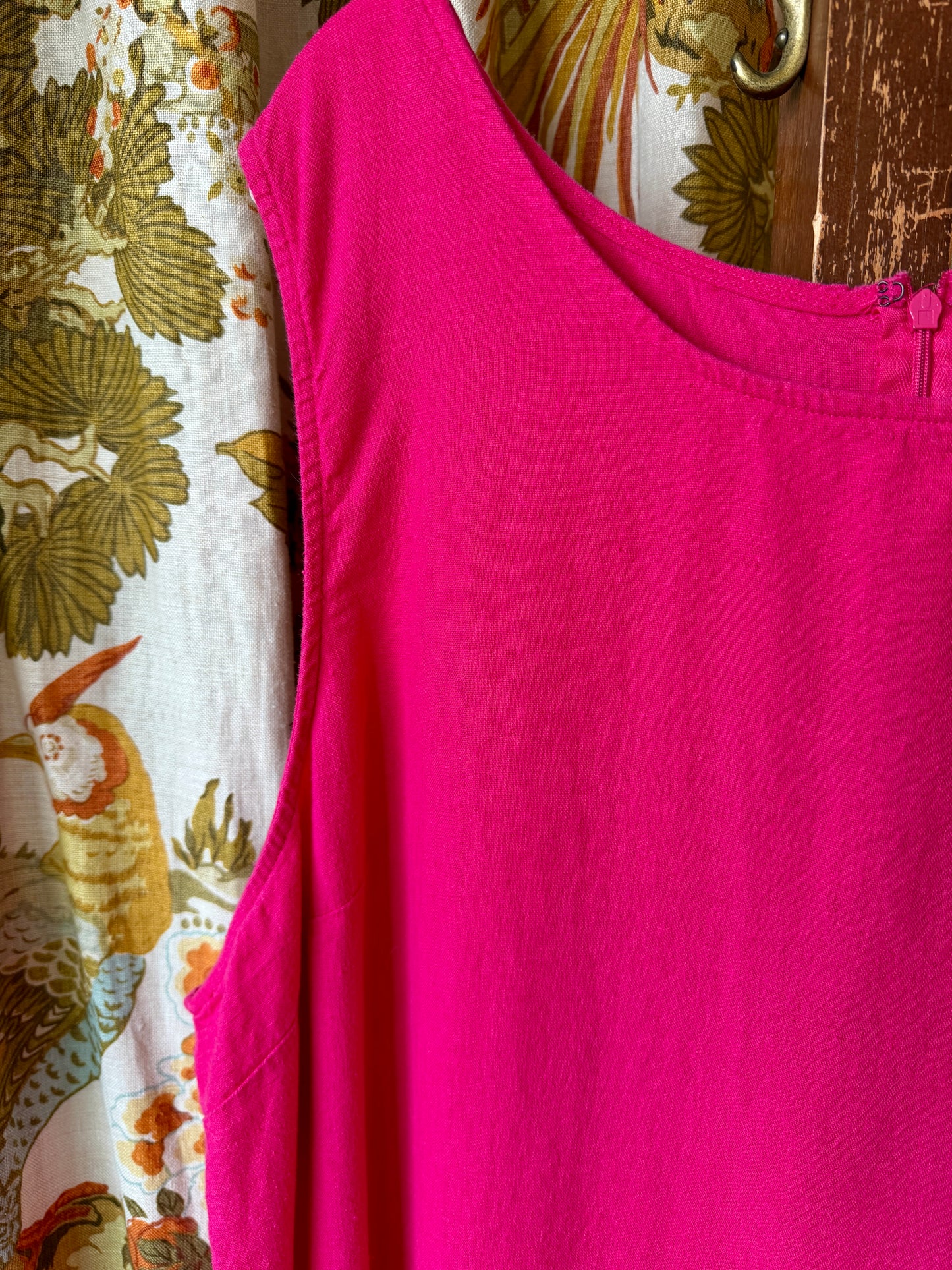 1990's Hot Pink Linen Blend Shift Dress | AKC