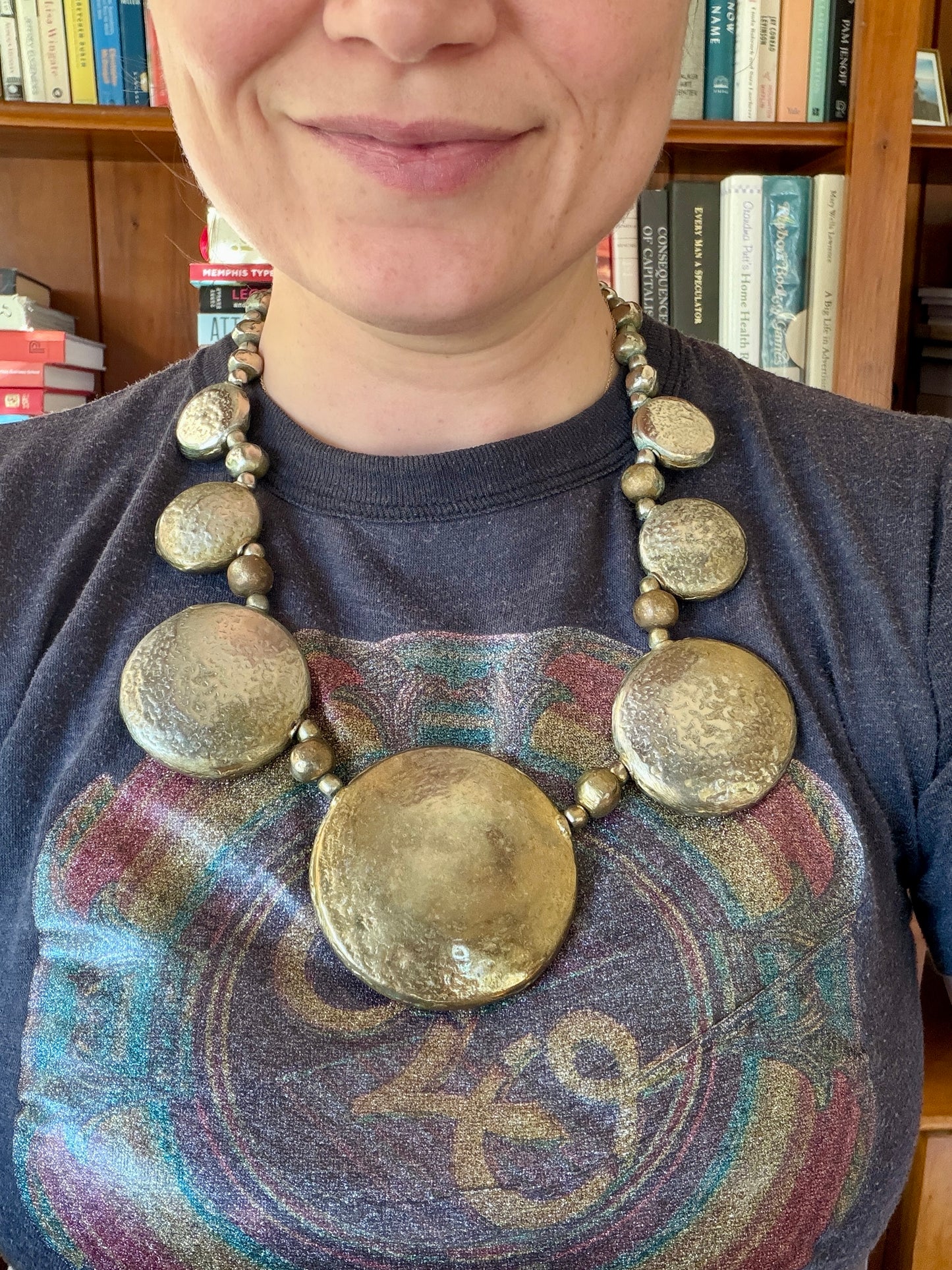 Vintage Silver Tone XL Disc Necklace