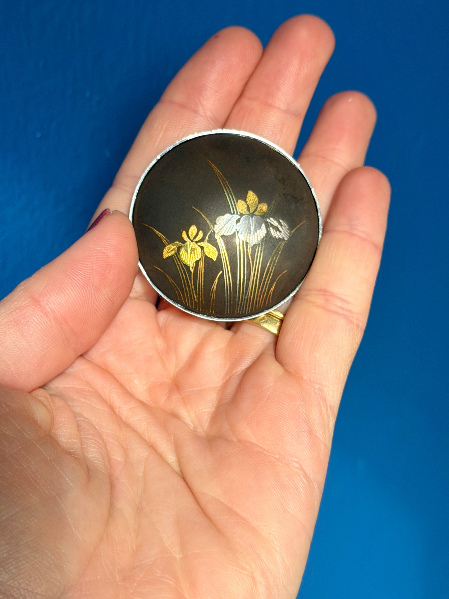 Vintage Japanese Amita Damascene Brooch