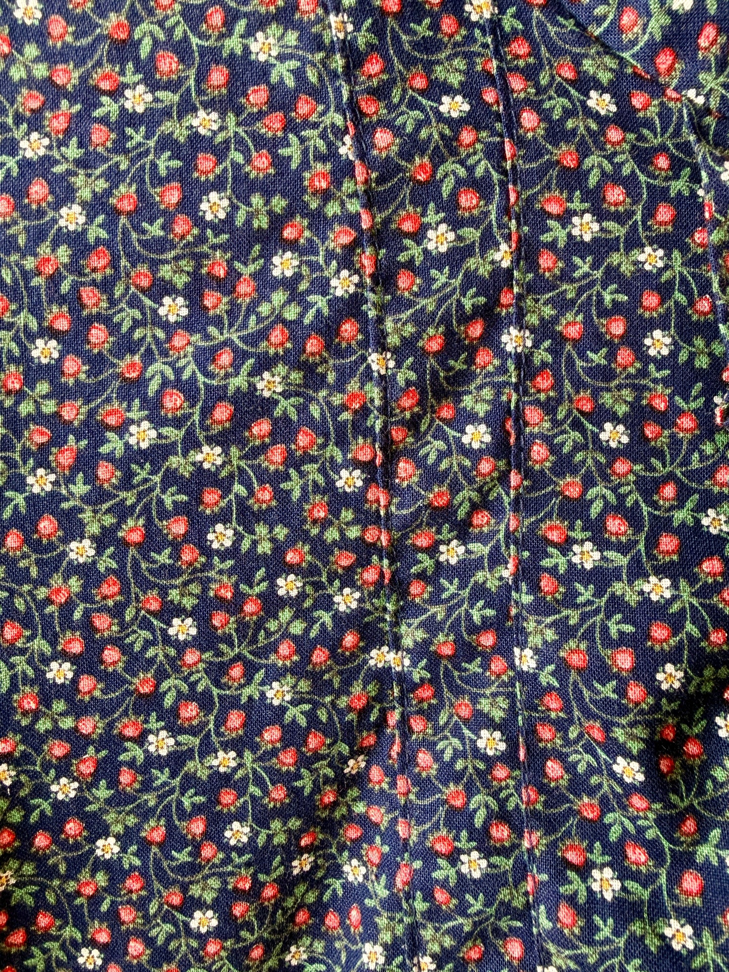 1970's does Victorian Strawberry Ruffle Neck Dress