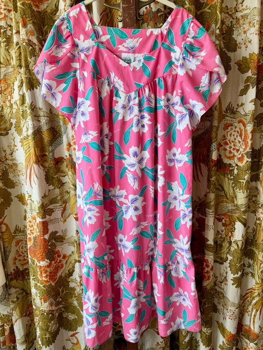 1980's/90's Pink Hawaiian Mumu Dress | Jade Fashions