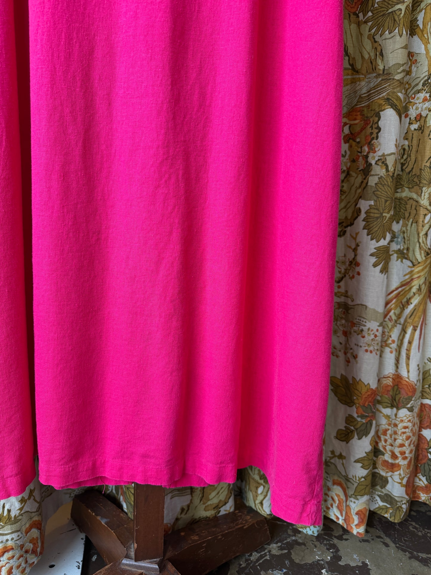 1990's Hot Pink Linen Blend Shift Dress | AKC