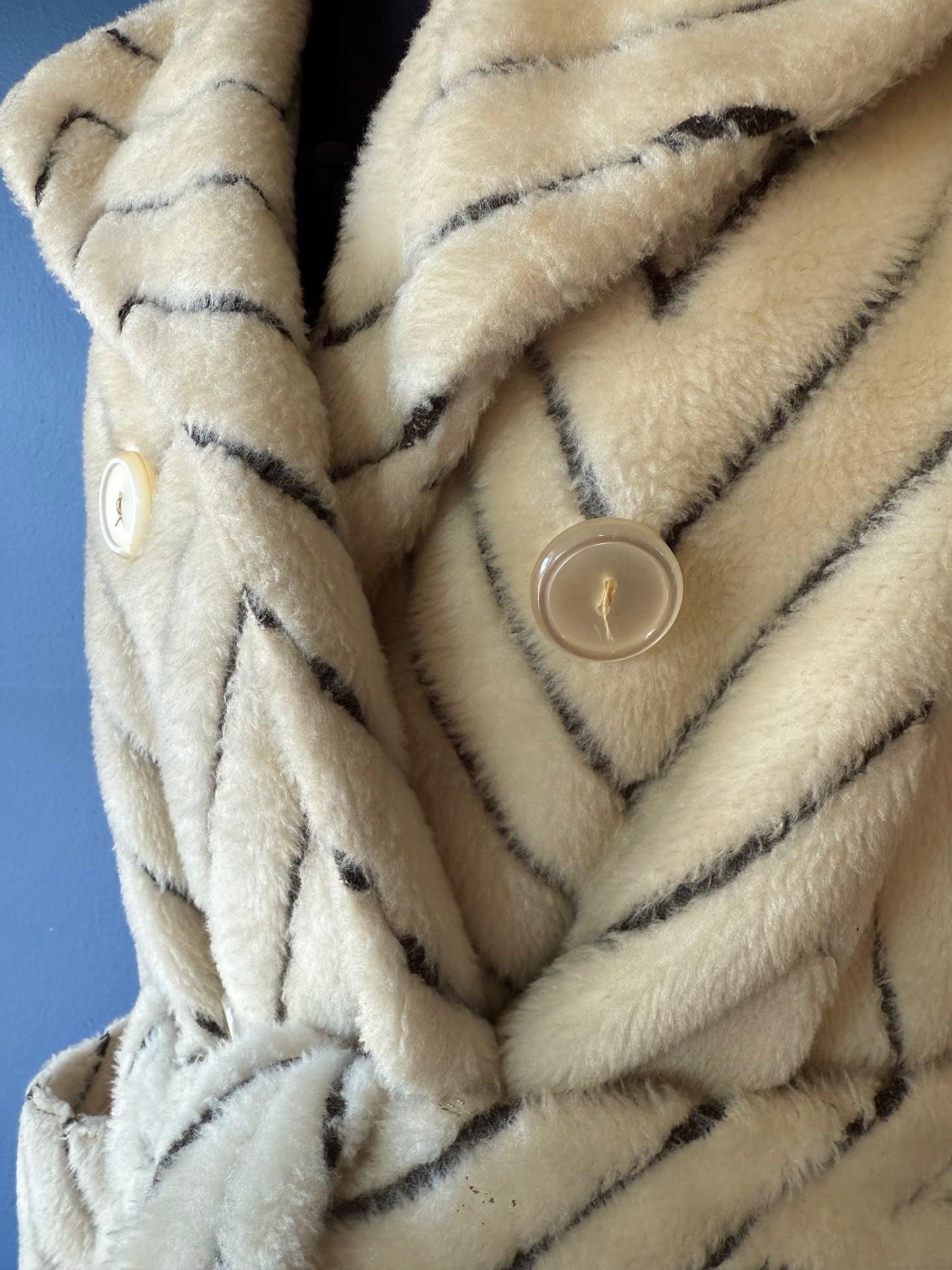 1970's Faux Fur Chevron Coat