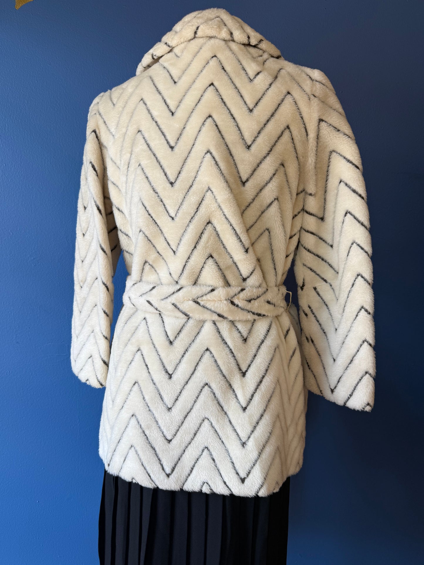 1970's Faux Fur Chevron Coat
