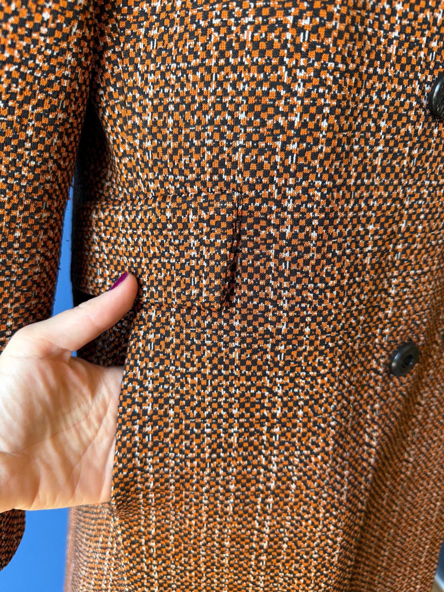 1970's Orange Patterned Coat | Mar Del