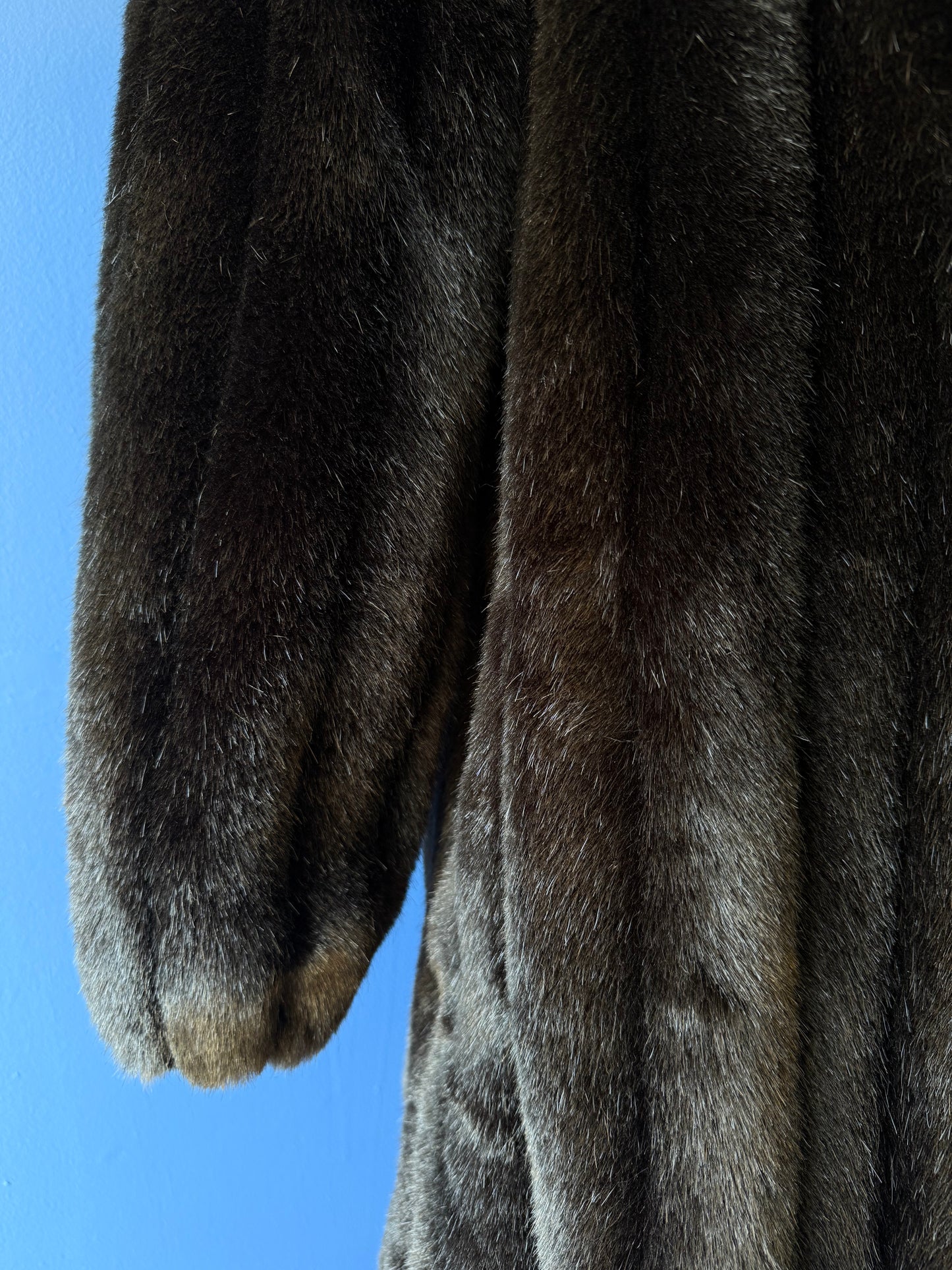 1980's Faux Black Channeled Mink Coat | Saxton Hall