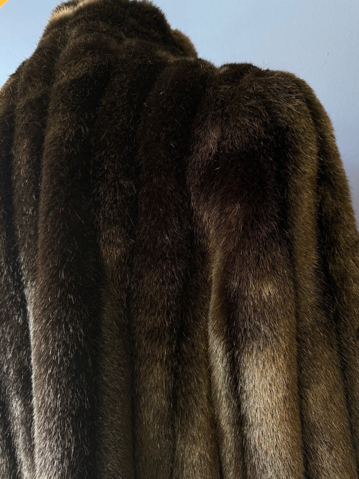 1980's Faux Black Channeled Mink Coat | Saxton Hall