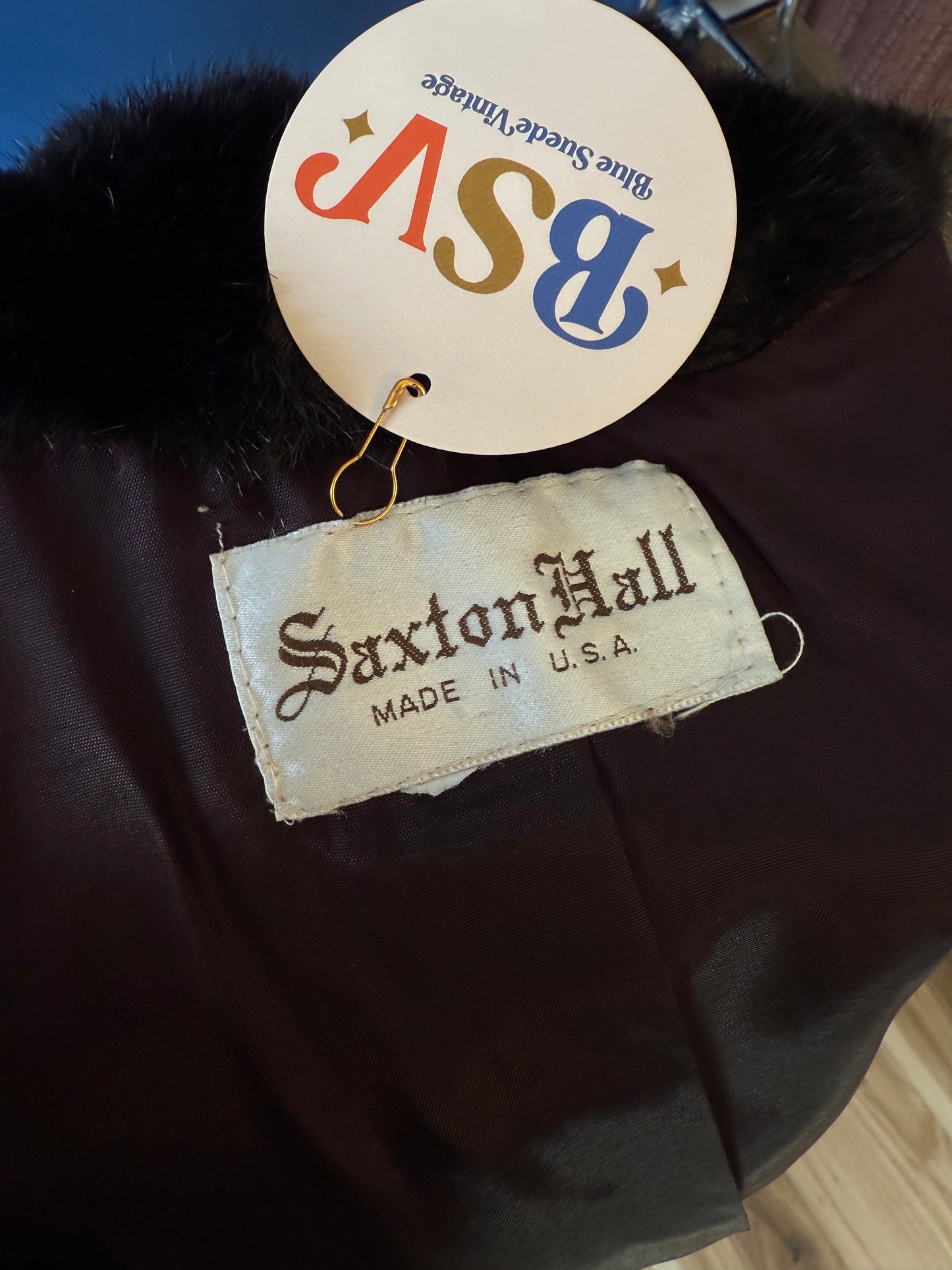1980's Faux Black Channeled Mink Coat | Saxton Hall