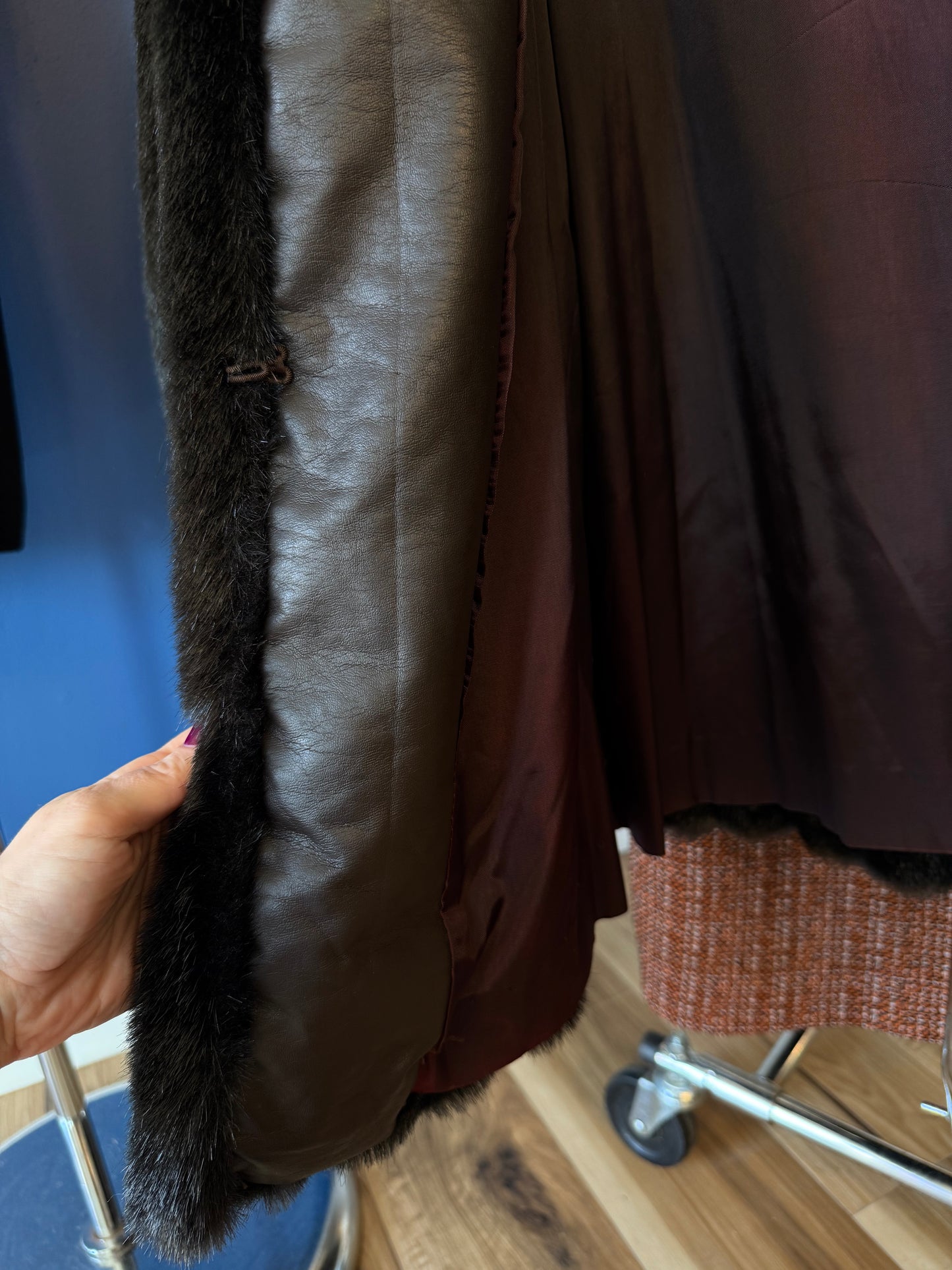 1980's Faux Black Channeled Mink Coat | Saxton Hall