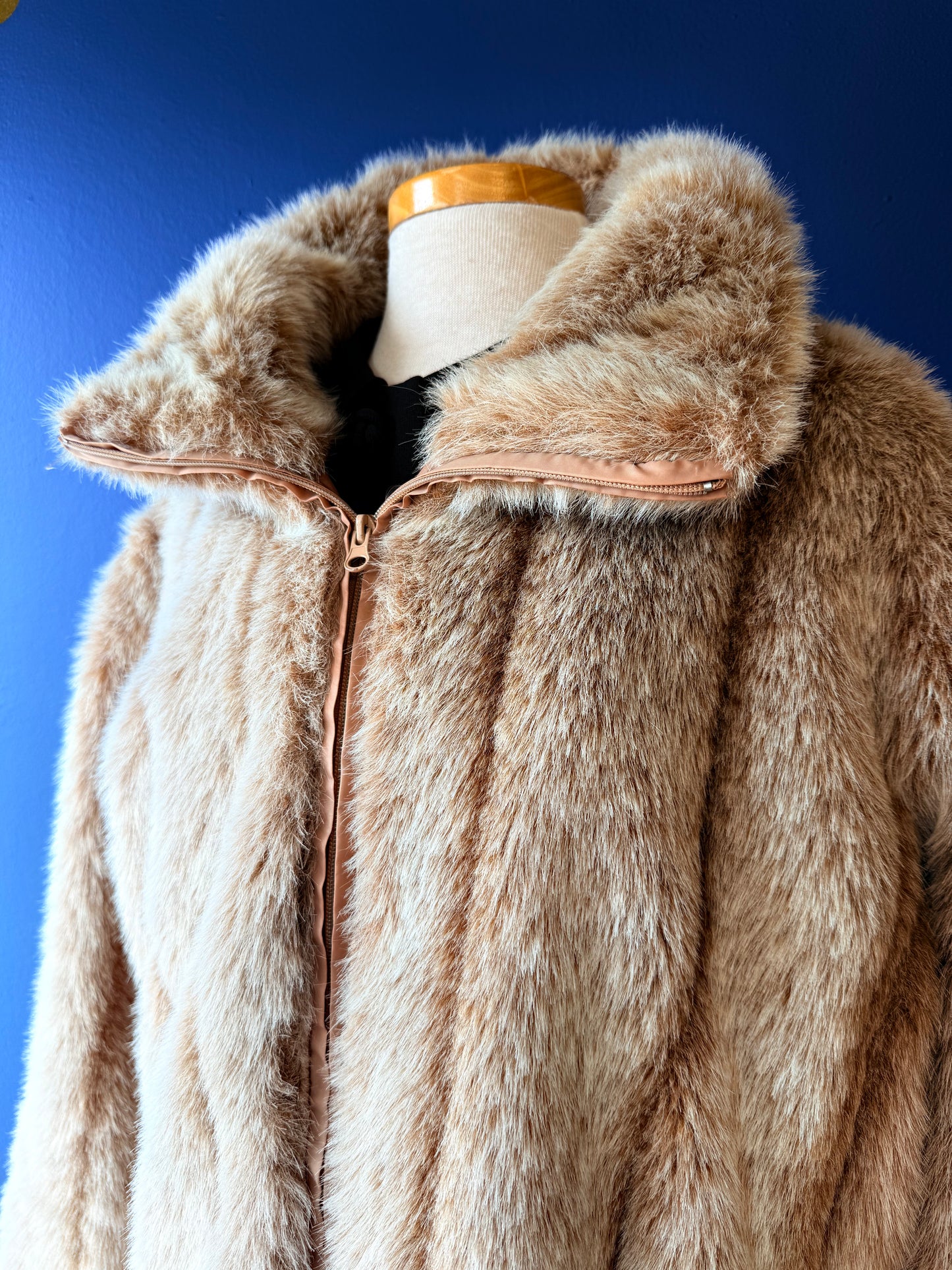 1990's Tan Faux Fur Coat | Roaman's