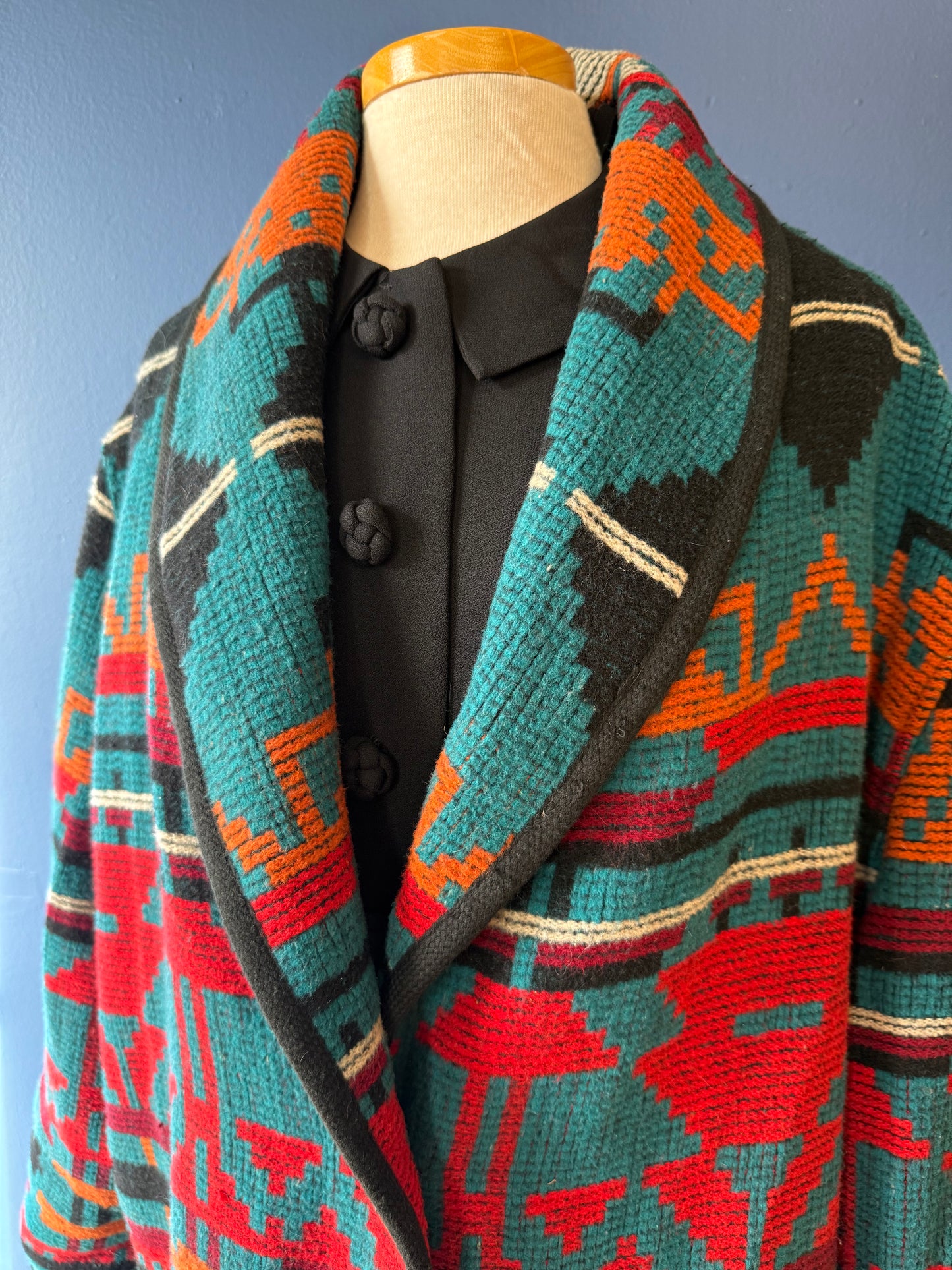 1980's Southwestern Shawl Collar Coat | Lady Suzette