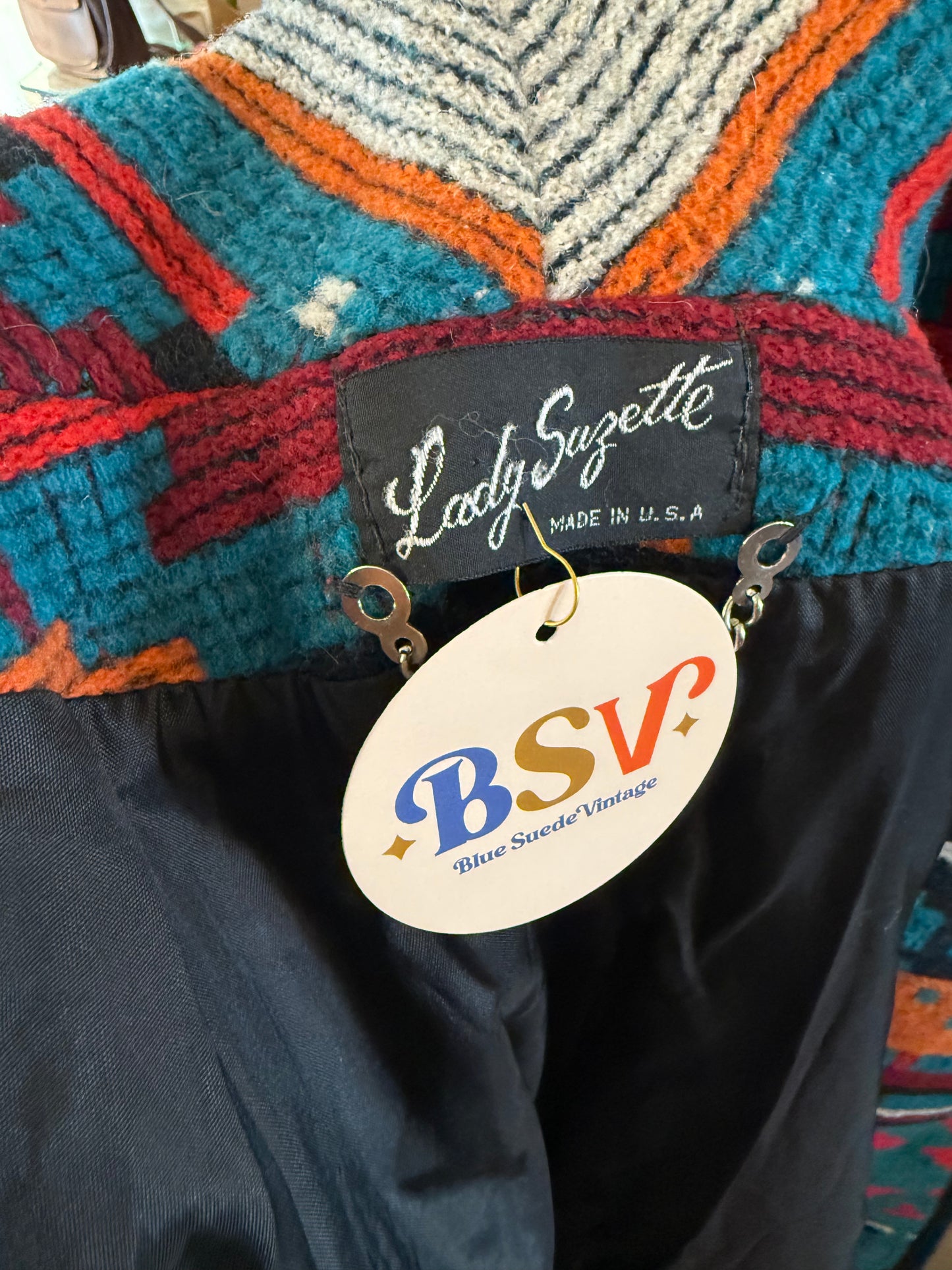 1980's Southwestern Shawl Collar Coat | Lady Suzette