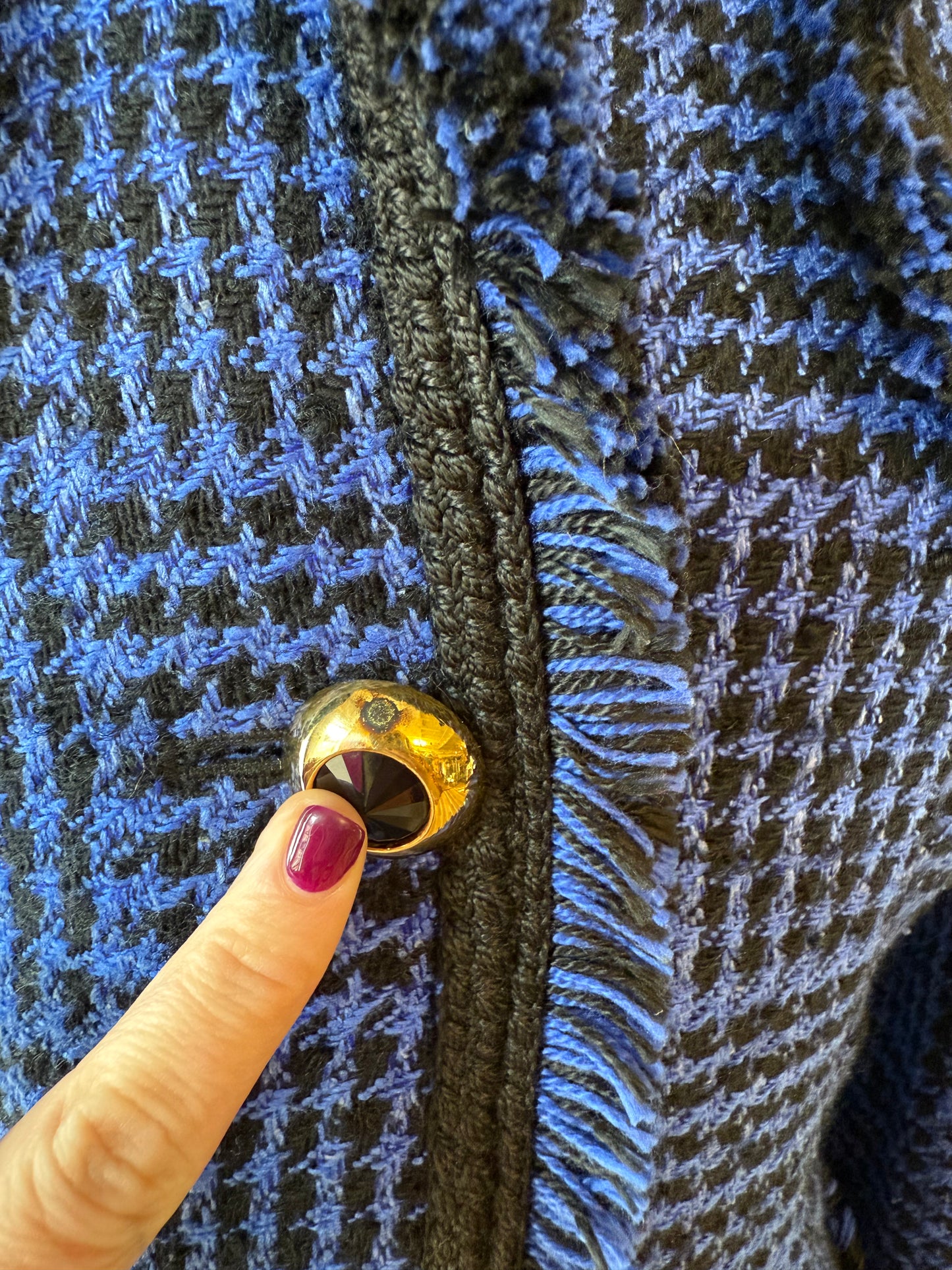 1990's Blue Houndstooth Silk Wool Jacket | Carlisle