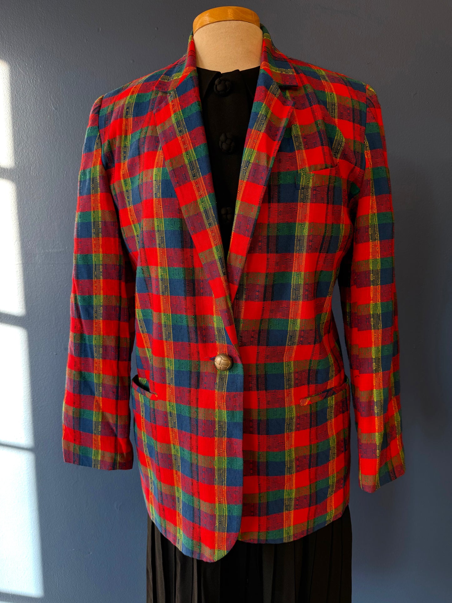 1990's Colorful Plaid Blazer | Collections Internationale