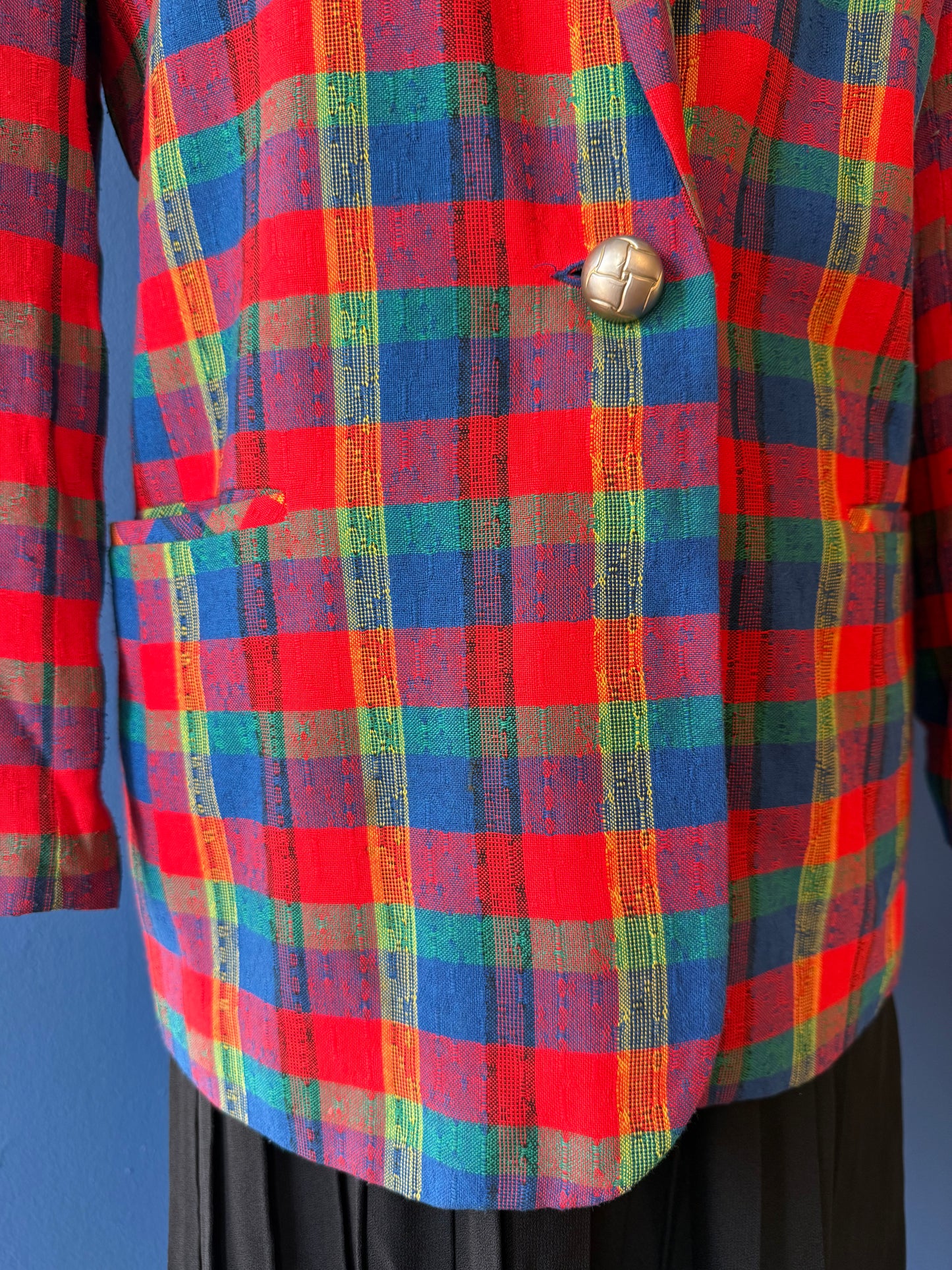 1990's Colorful Plaid Blazer | Collections Internationale
