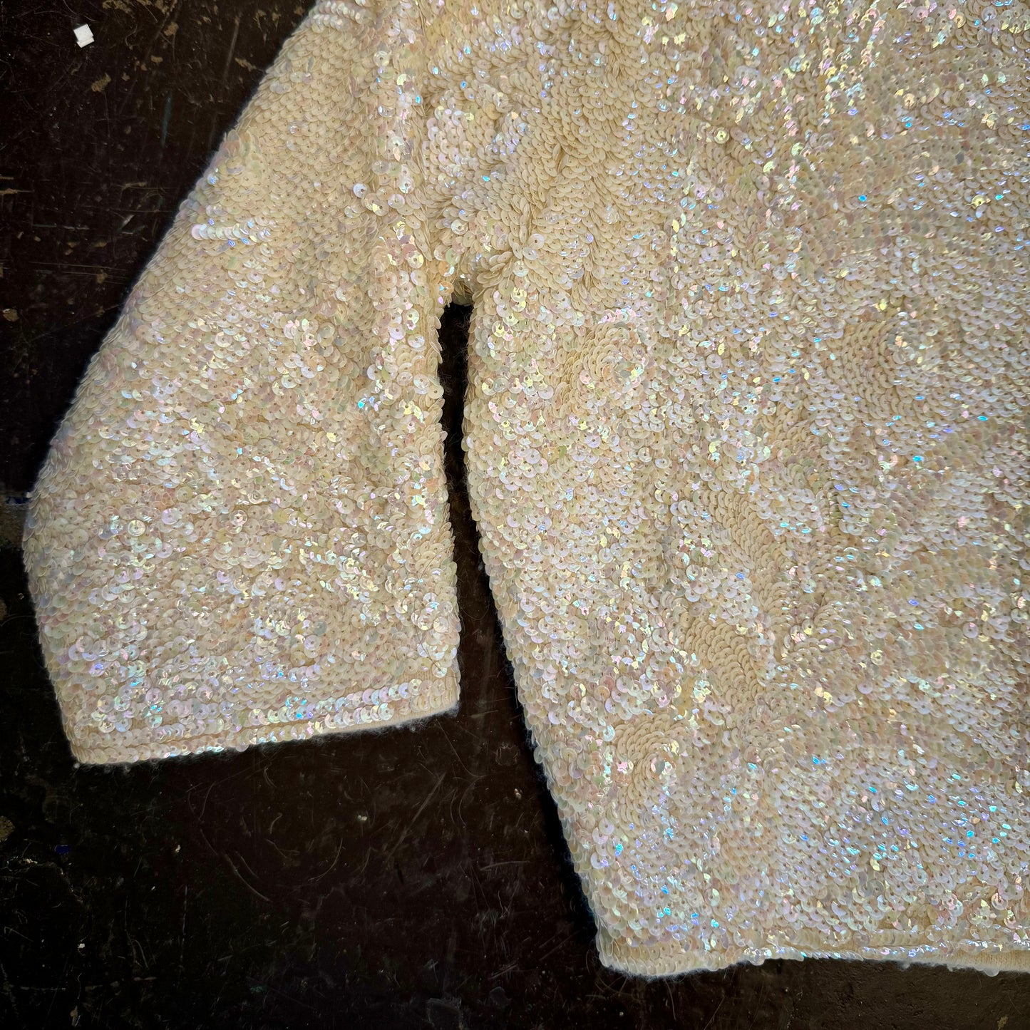 1960's Fully Sequined Cream Cardigan