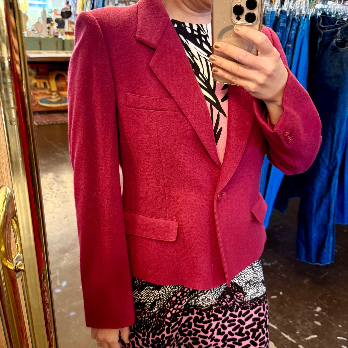 1990's Magenta Wool Blazer | Evan Picone