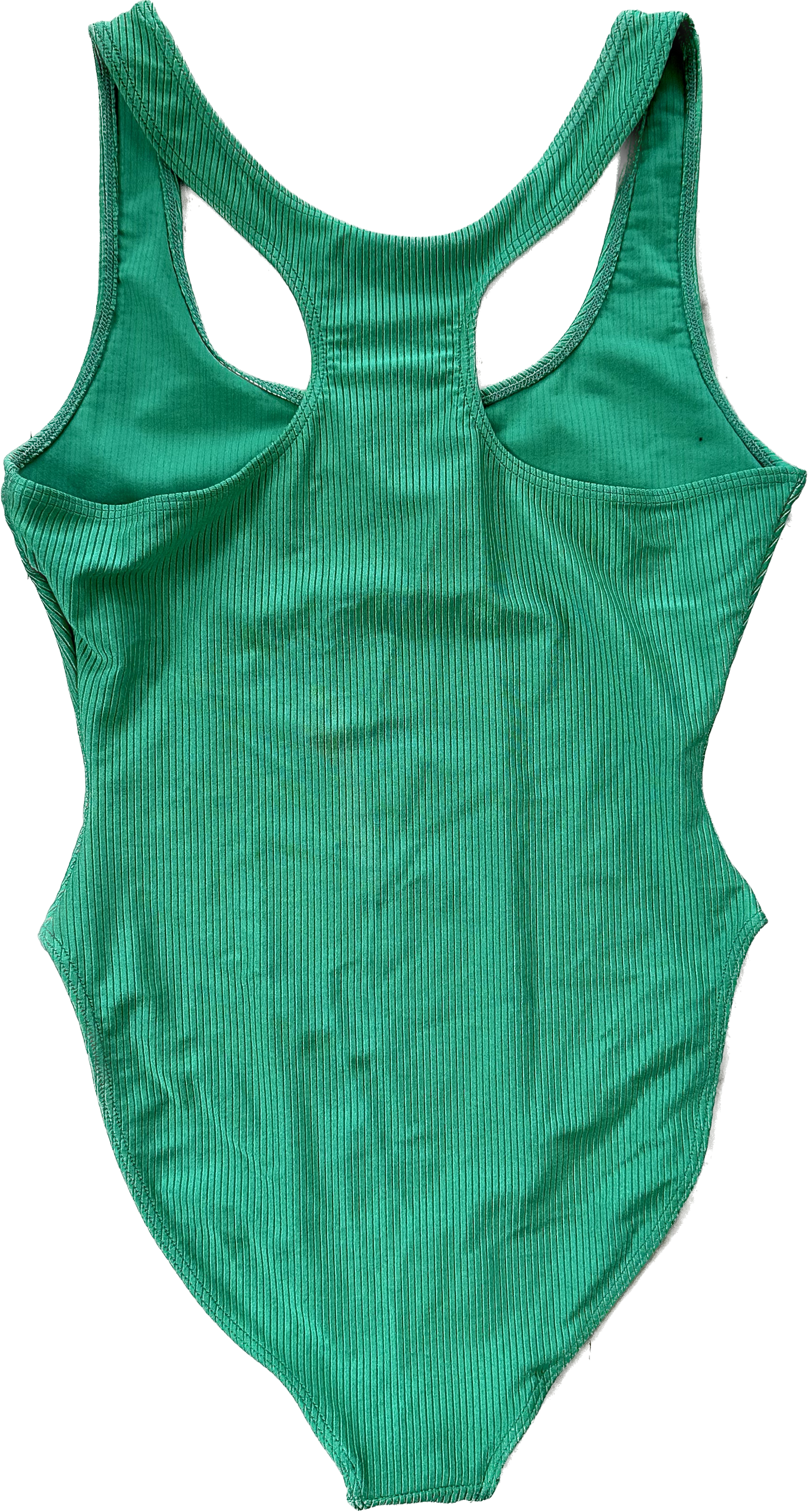 1990's High Cut Ribbed Green Swimsuit | Marika