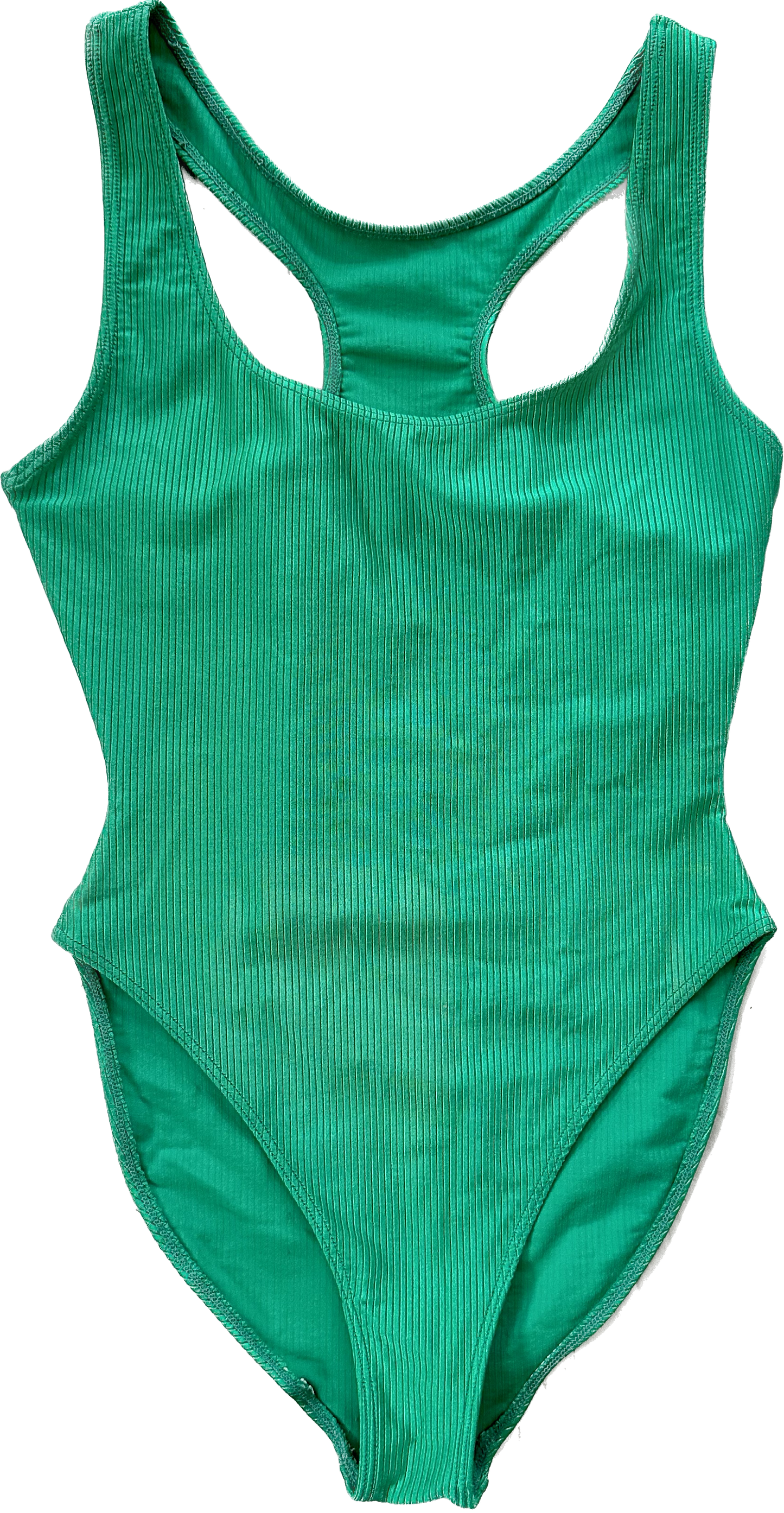 1990's High Cut Ribbed Green Swimsuit | Marika