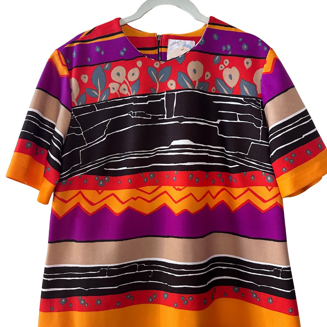 1970's Multi Stripe Dress | Morro Bay Ltd.