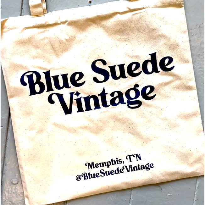Blue Suede Vintage Reusable Tote Bag